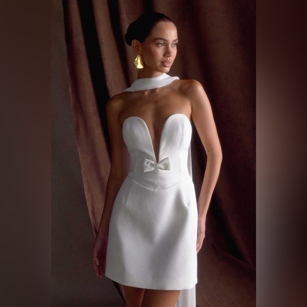 Orellia Strapless Suiting Mini Dress - Ivory